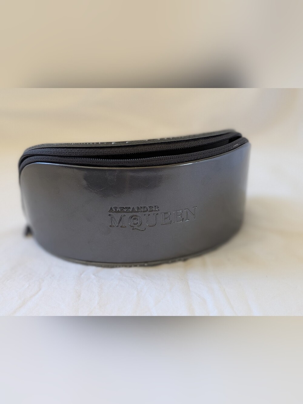 Alexander McQueen Gray Zip-Around Hard Case for Eyeglasses & Sunglasses